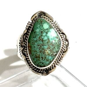 Signed - John Nelson, Navajo Vintage Royston Turquoise Sterling Silver Ring